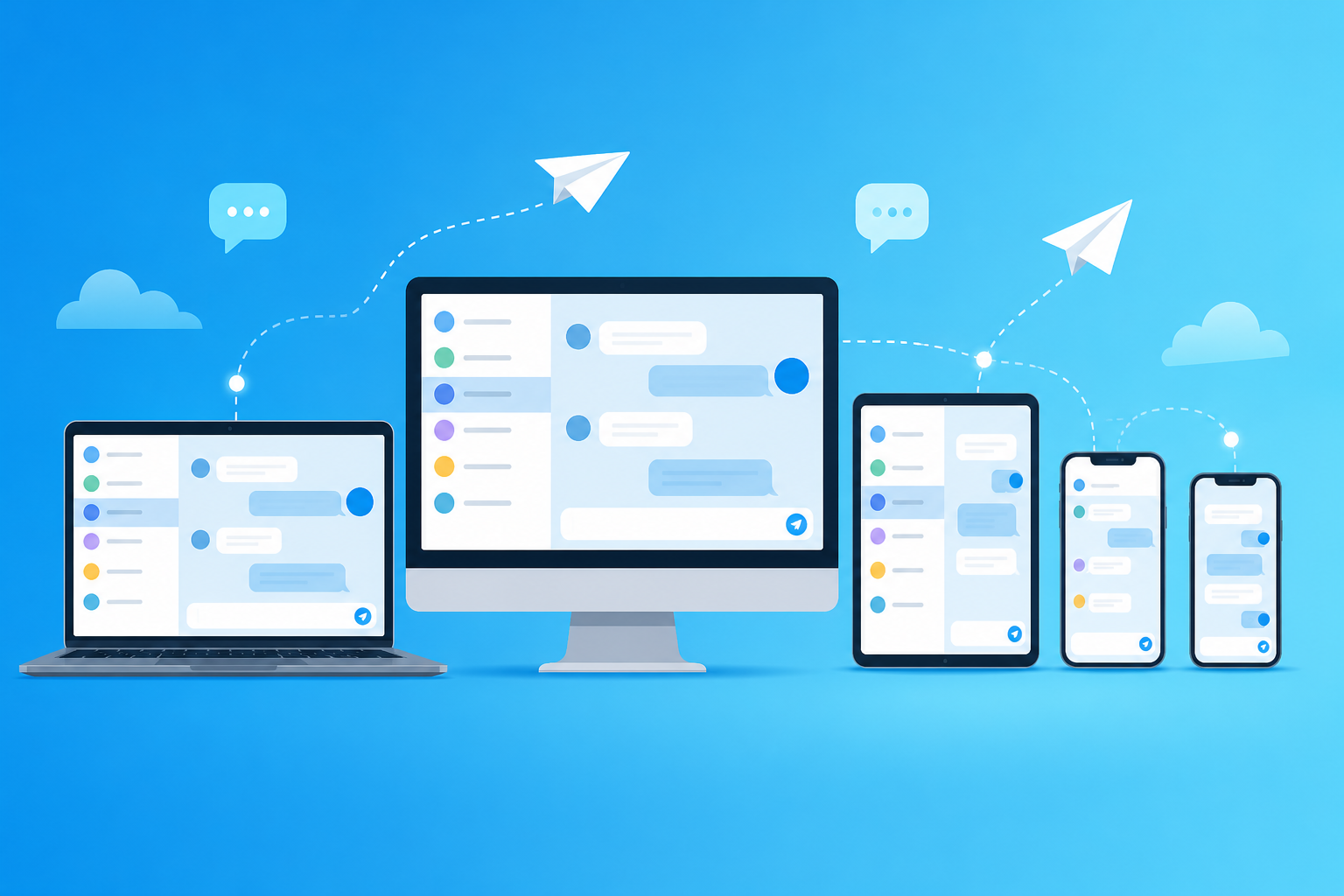 Telegram chạy đồng bộ trên máy tính để bàn, laptop, máy tính bảng và điện thoại