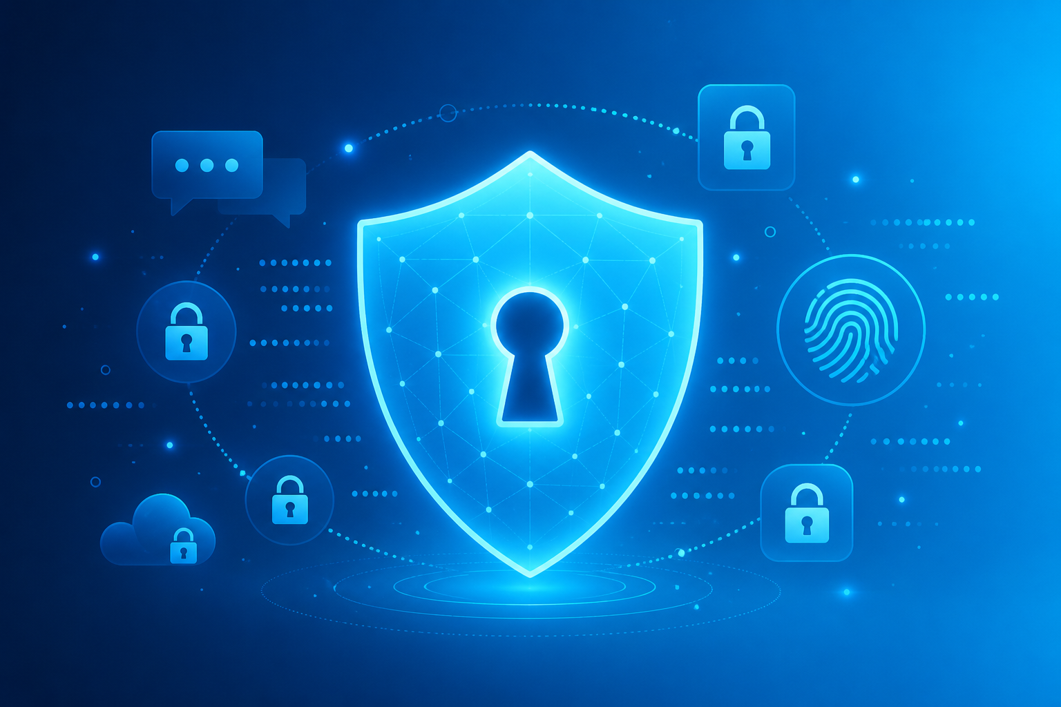 Minh họa bảo mật Telegram với lá chắn và các lớp bảo vệ tài khoản
