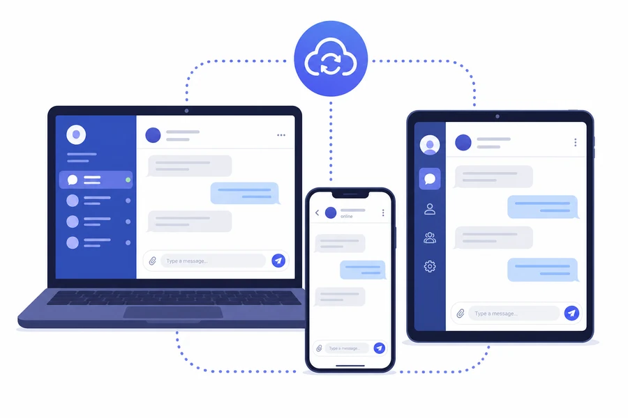 Telegram mở song song trên laptop, điện thoại và máy tính bảng